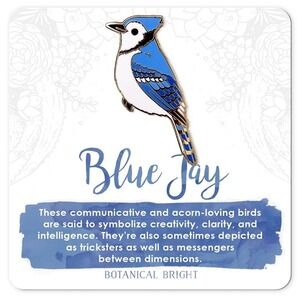 Blue Jay‎ Bird Enamel Pin - Gold Plated Nature Jewelry - Wildlife Brooch
